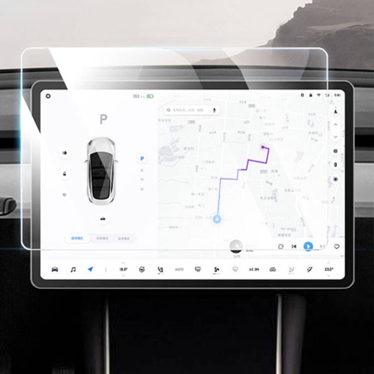 Premium skjermbeskytter foran Tesla Model 3 Highland